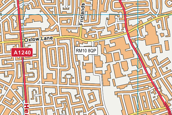 RM10 8QP map - OS VectorMap District (Ordnance Survey)