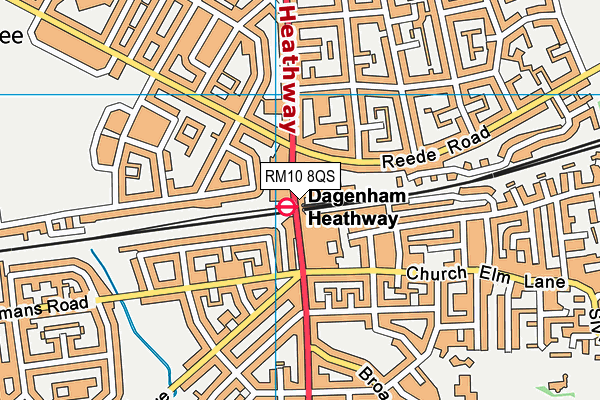 RM10 8QS map - OS VectorMap District (Ordnance Survey)