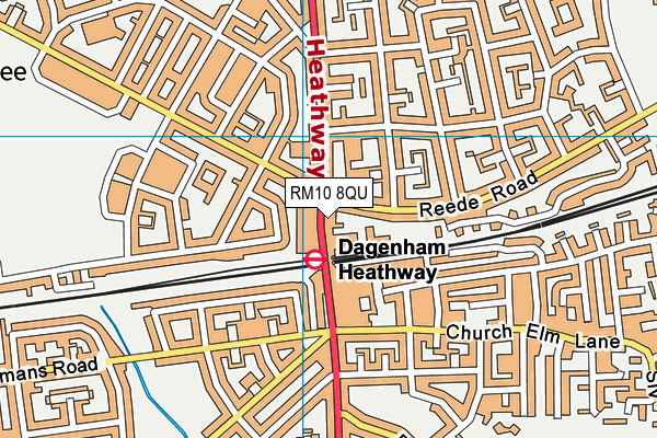 RM10 8QU map - OS VectorMap District (Ordnance Survey)