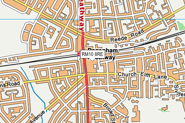 RM10 8RE map - OS VectorMap District (Ordnance Survey)