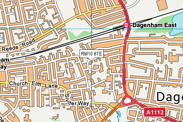 RM10 8TE map - OS VectorMap District (Ordnance Survey)