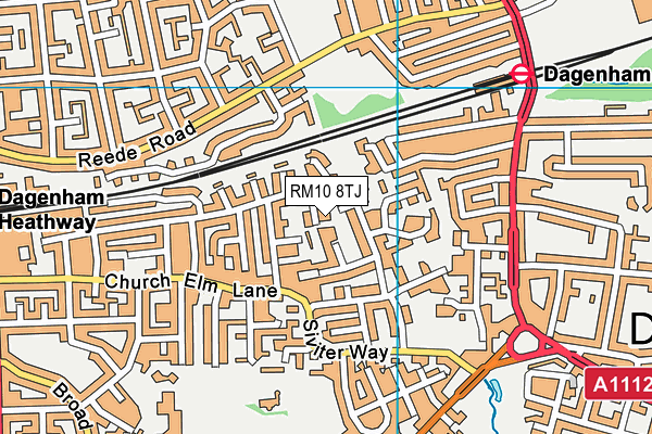 RM10 8TJ map - OS VectorMap District (Ordnance Survey)