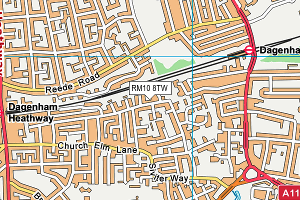 RM10 8TW map - OS VectorMap District (Ordnance Survey)