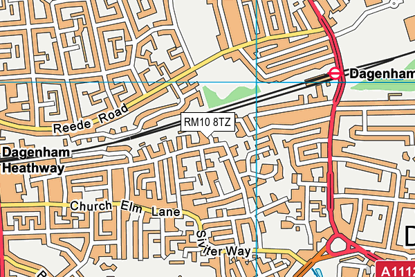 RM10 8TZ map - OS VectorMap District (Ordnance Survey)