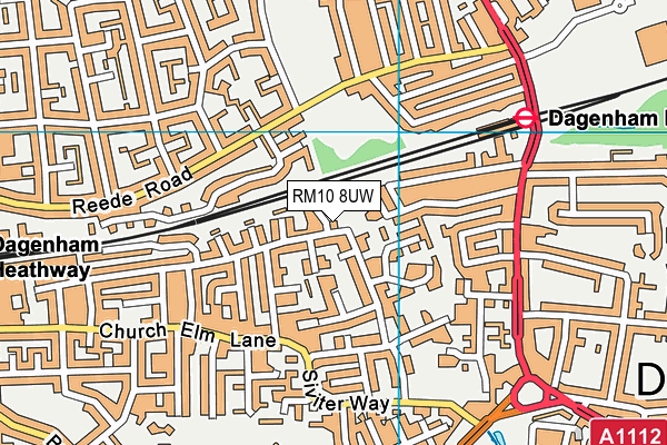 RM10 8UW map - OS VectorMap District (Ordnance Survey)