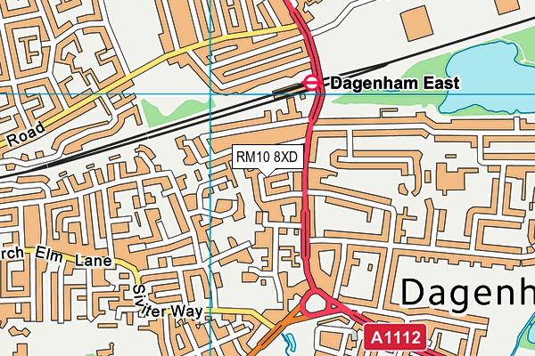 RM10 8XD map - OS VectorMap District (Ordnance Survey)