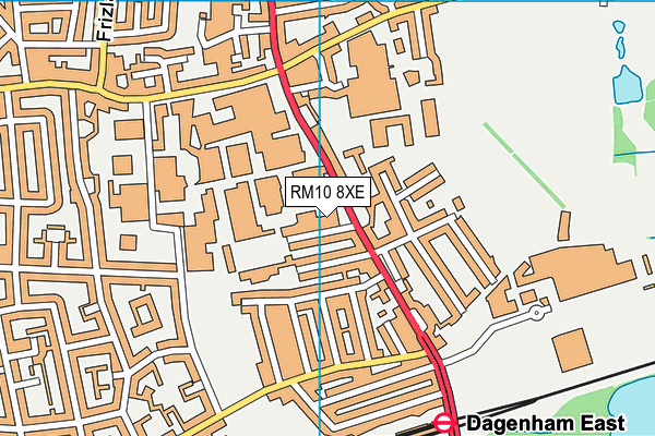 RM10 8XE map - OS VectorMap District (Ordnance Survey)