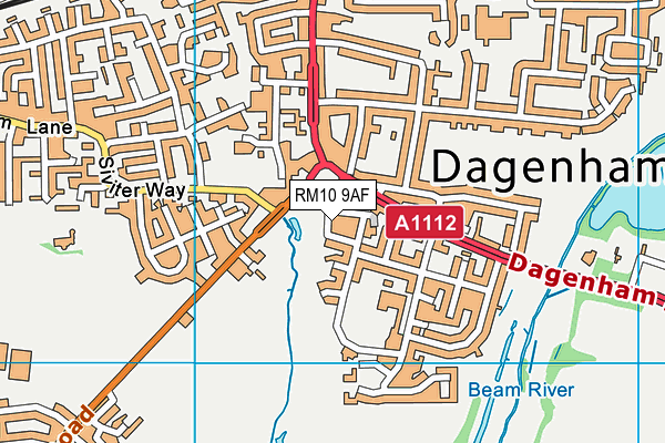 RM10 9AF map - OS VectorMap District (Ordnance Survey)