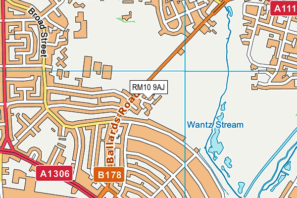 RM10 9AJ map - OS VectorMap District (Ordnance Survey)