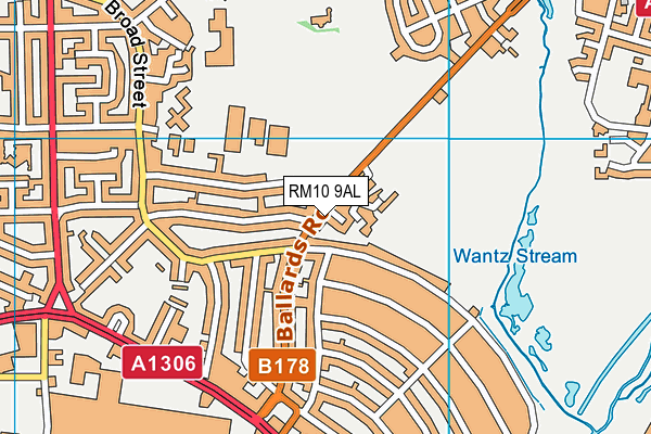 The Leys map (RM10 9AL) - OS VectorMap District (Ordnance Survey)