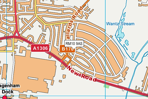 RM10 9AS map - OS VectorMap District (Ordnance Survey)