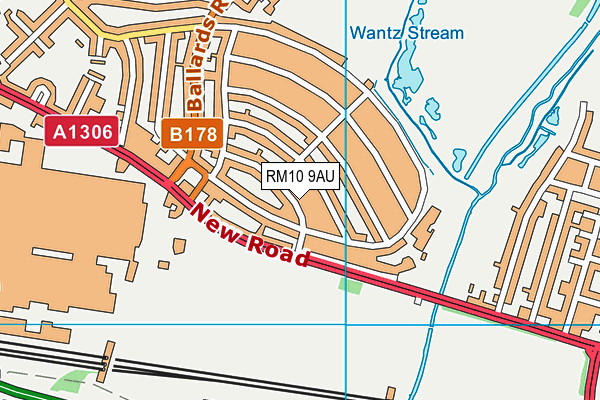 RM10 9AU map - OS VectorMap District (Ordnance Survey)