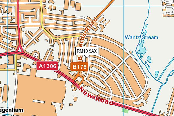 RM10 9AX map - OS VectorMap District (Ordnance Survey)