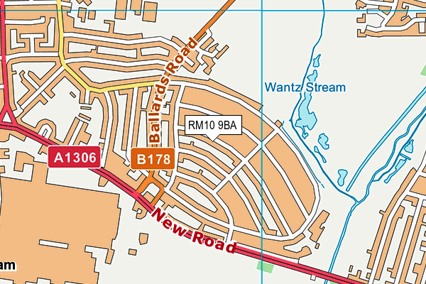 RM10 9BA map - OS VectorMap District (Ordnance Survey)