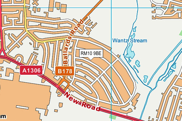 RM10 9BE map - OS VectorMap District (Ordnance Survey)