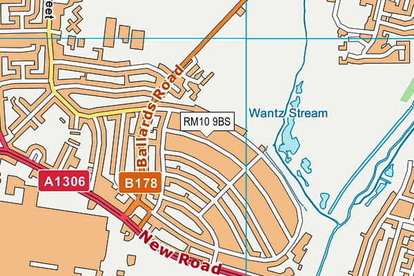 RM10 9BS map - OS VectorMap District (Ordnance Survey)