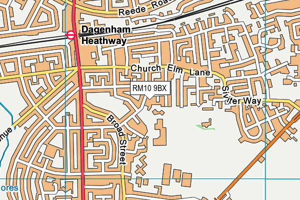 RM10 9BX map - OS VectorMap District (Ordnance Survey)