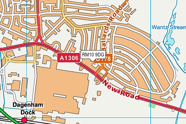 RM10 9DG map - OS VectorMap District (Ordnance Survey)