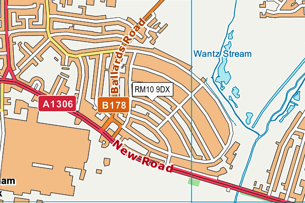 RM10 9DX map - OS VectorMap District (Ordnance Survey)