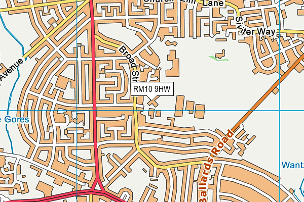 RM10 9HW map - OS VectorMap District (Ordnance Survey)