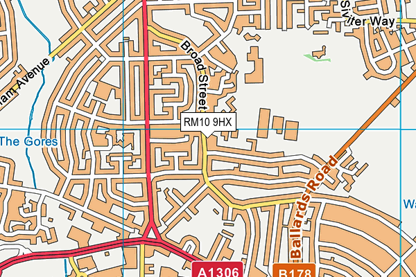 RM10 9HX map - OS VectorMap District (Ordnance Survey)