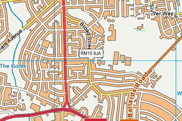 RM10 9JA map - OS VectorMap District (Ordnance Survey)