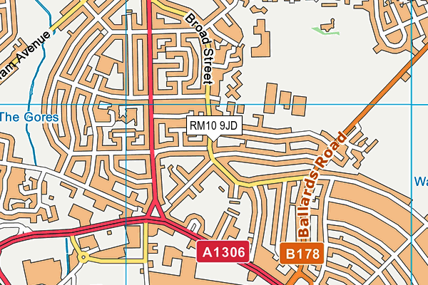 RM10 9JD map - OS VectorMap District (Ordnance Survey)