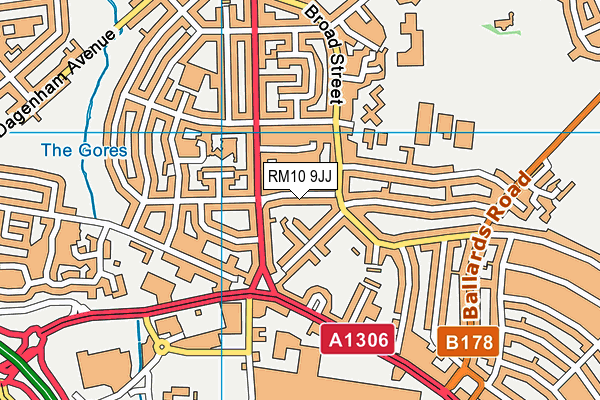 RM10 9JJ map - OS VectorMap District (Ordnance Survey)