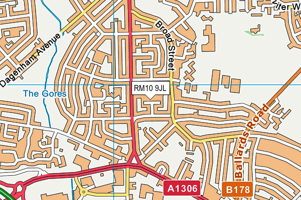 RM10 9JL map - OS VectorMap District (Ordnance Survey)