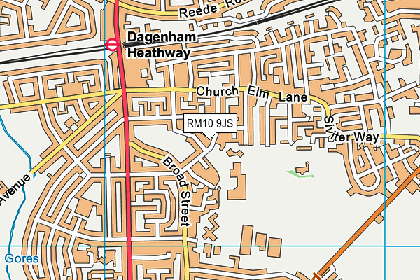 RM10 9JS map - OS VectorMap District (Ordnance Survey)