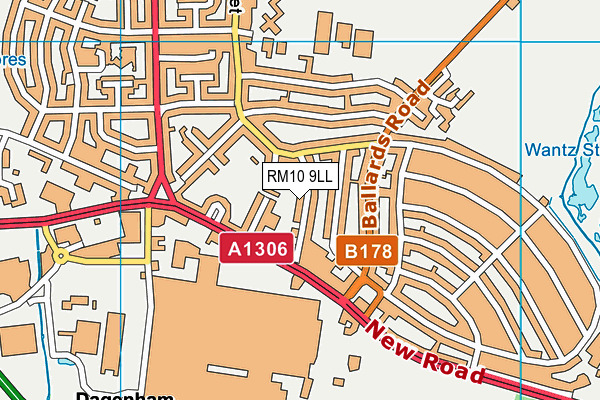 RM10 9LL map - OS VectorMap District (Ordnance Survey)