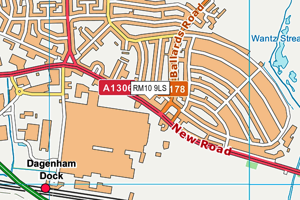 RM10 9LS map - OS VectorMap District (Ordnance Survey)