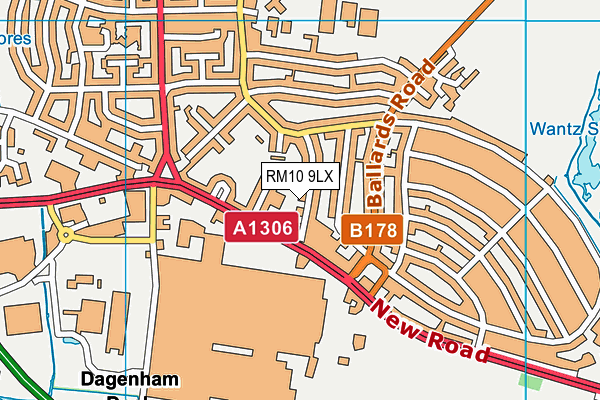 RM10 9LX map - OS VectorMap District (Ordnance Survey)
