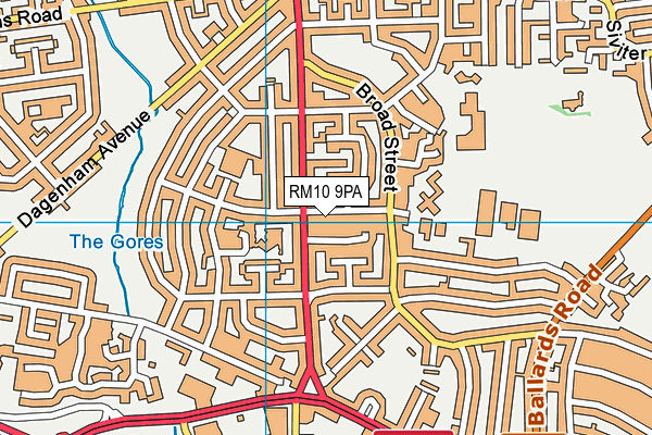 RM10 9PA map - OS VectorMap District (Ordnance Survey)