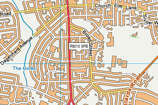 RM10 9PB map - OS VectorMap District (Ordnance Survey)