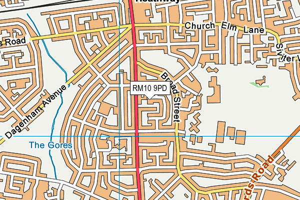 RM10 9PD map - OS VectorMap District (Ordnance Survey)