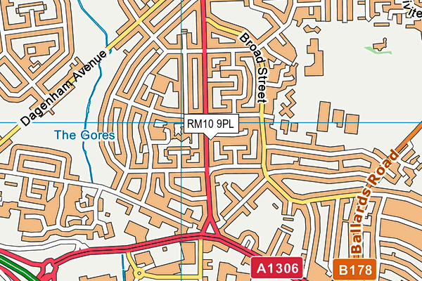 RM10 9PL map - OS VectorMap District (Ordnance Survey)