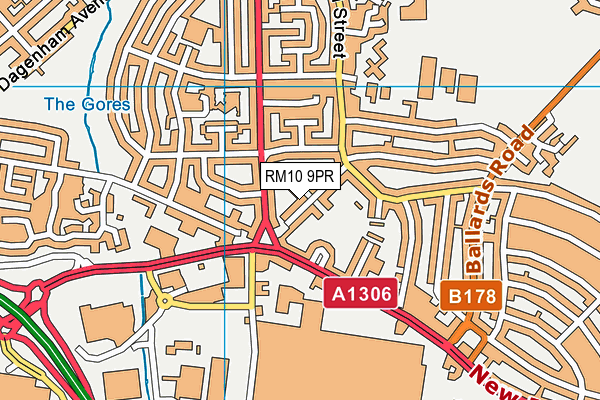 RM10 9PR map - OS VectorMap District (Ordnance Survey)