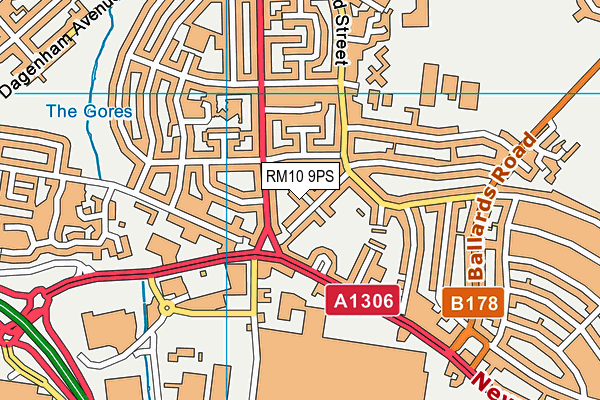 RM10 9PS map - OS VectorMap District (Ordnance Survey)