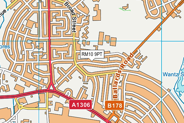 RM10 9PT map - OS VectorMap District (Ordnance Survey)