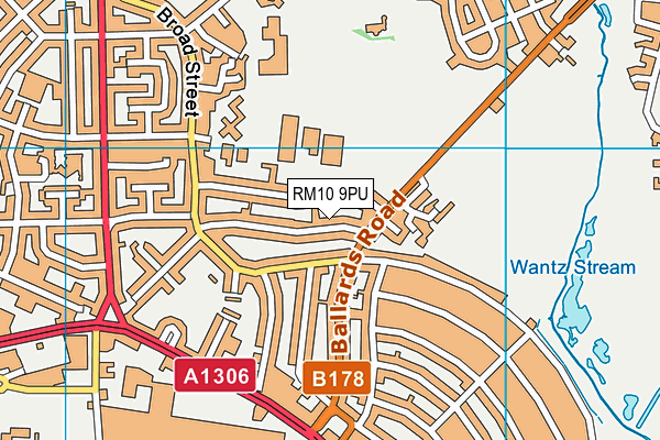 RM10 9PU map - OS VectorMap District (Ordnance Survey)