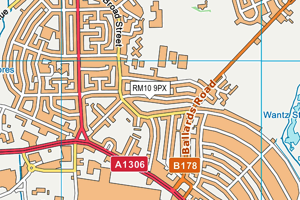 RM10 9PX map - OS VectorMap District (Ordnance Survey)