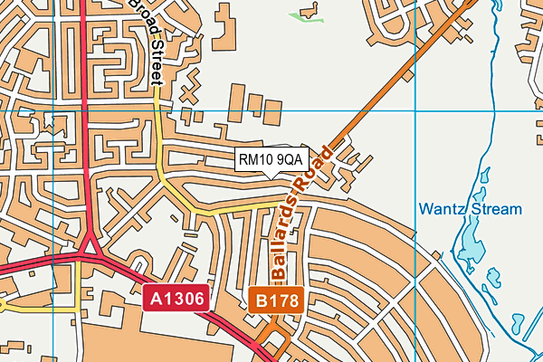RM10 9QA map - OS VectorMap District (Ordnance Survey)