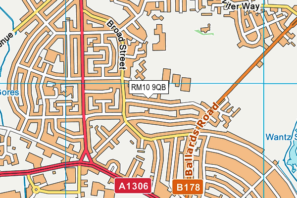 RM10 9QB map - OS VectorMap District (Ordnance Survey)