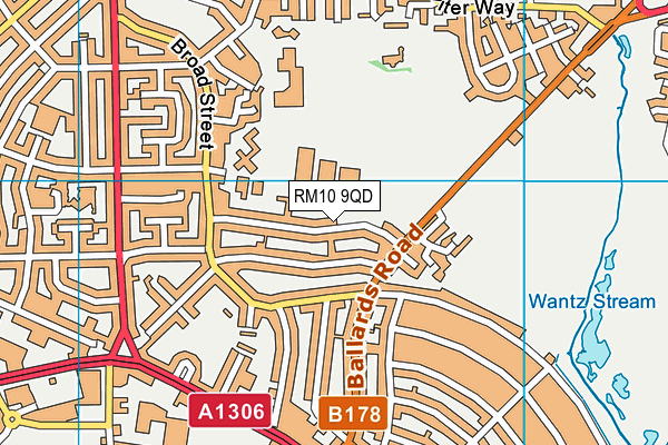 RM10 9QD map - OS VectorMap District (Ordnance Survey)