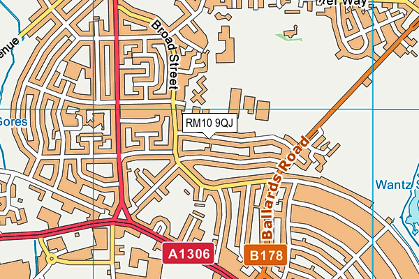 RM10 9QJ map - OS VectorMap District (Ordnance Survey)