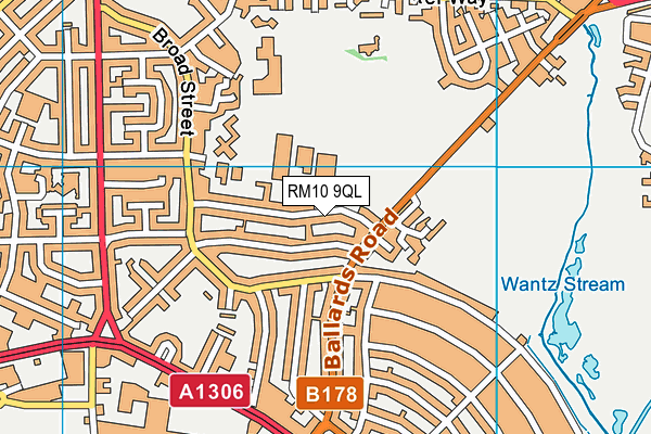 RM10 9QL map - OS VectorMap District (Ordnance Survey)