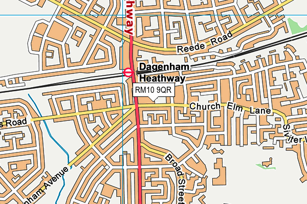 RM10 9QR map - OS VectorMap District (Ordnance Survey)