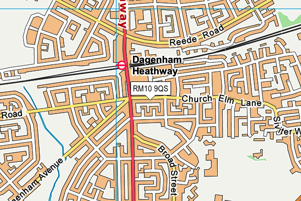 RM10 9QS map - OS VectorMap District (Ordnance Survey)