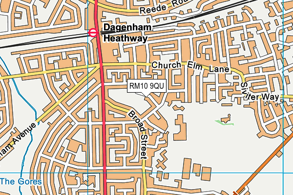 RM10 9QU map - OS VectorMap District (Ordnance Survey)